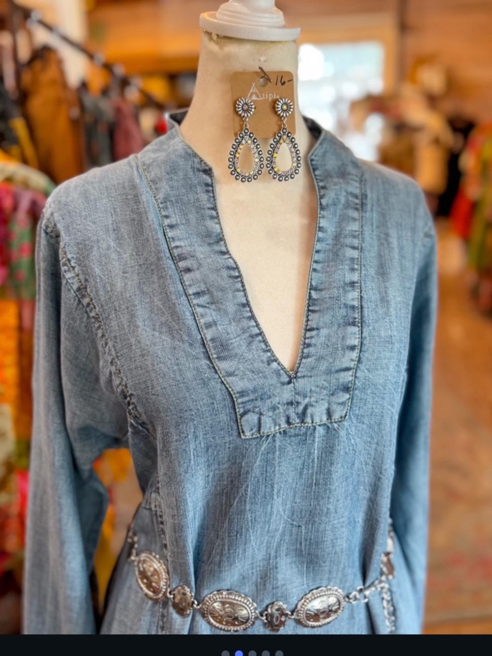 Uncle Frank Blue Denim Midi Dress with Side Slits and pockets! NWT Small - Picture 6 of 14